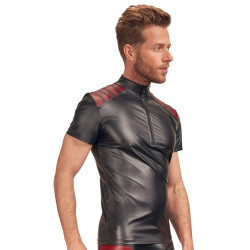 NEK T-shirt VEGA Noir-Rouge